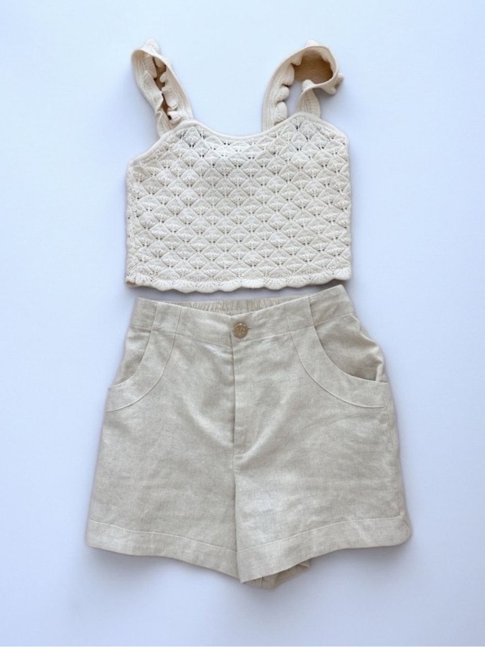 House of Harlow 1960 Crochet Linen Two Piece Set Cream S NWT